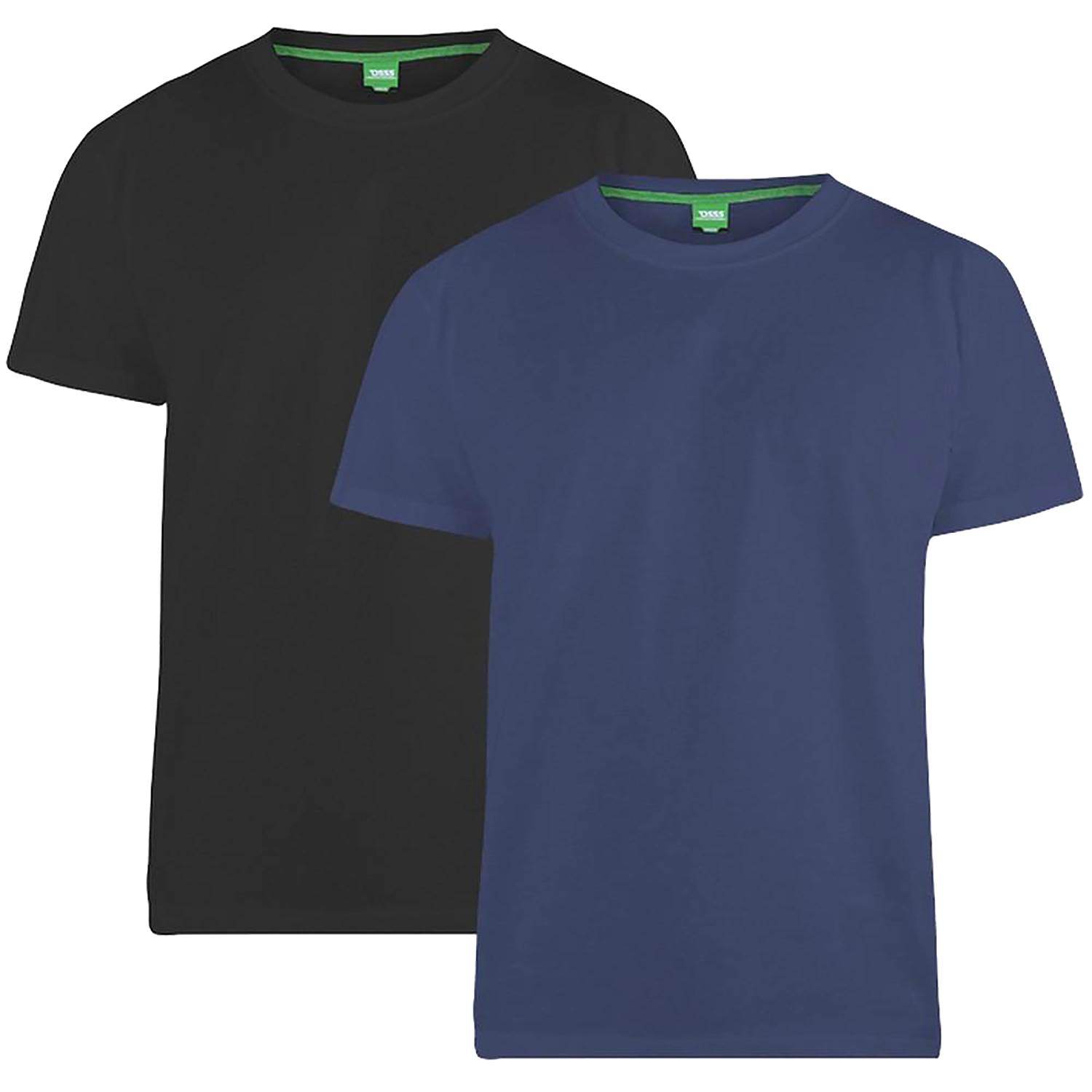 Duke Fenton Kingsize D555 Camisetas De Cuello Redondo Para Hombre (Pack De 2) 3XL azul oscuro/negro