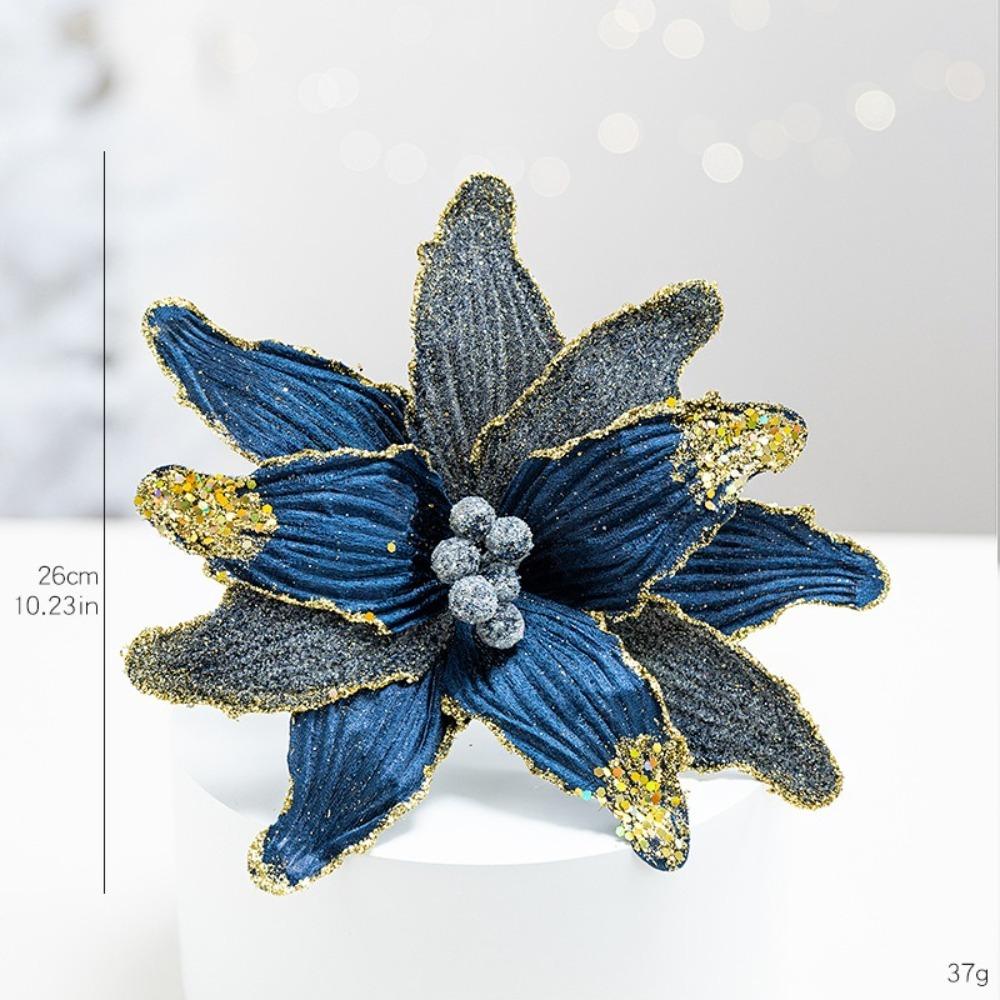 Faux Velvet Festive Glitter Flower Vibrant Colors Xmas Tree Decorations  Wedding Decor