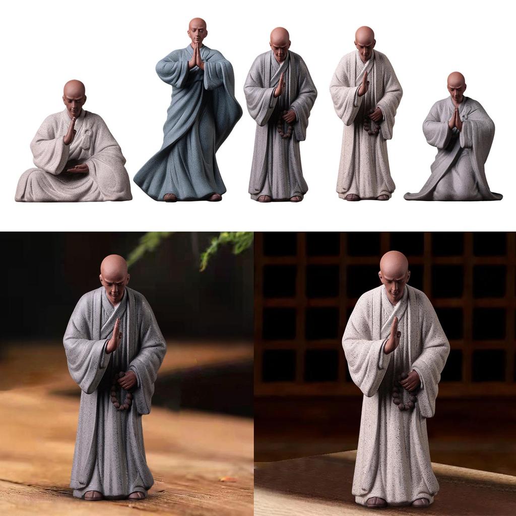 Keramik Mönch Figurinen Statue Handwerk für Haus Garten Bonsai Dekoration