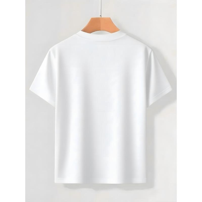 European sizes Men's Fashion Street Style Casual Trendy T Shirt with DK Keep It Real Letter Graphic Print Adult Casual Wear for All Seasons