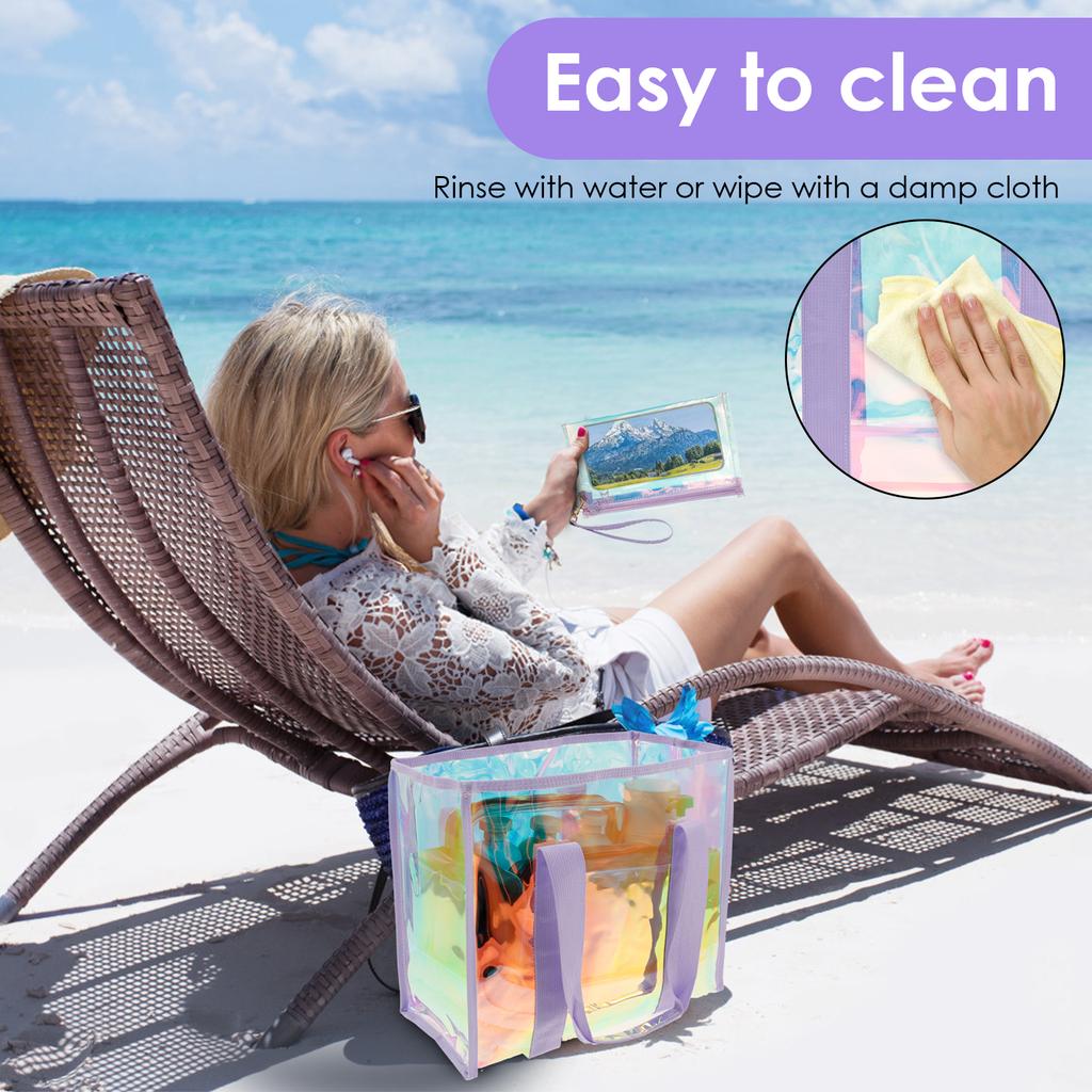 Hot Waterproof Beach Tote Bag with Small Phone Pouch Large Capacity Female Travel Shopping Bags for Vacation Traveling Daily Use
