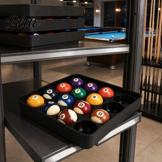 Erhöhtrand Pool Billardkugelhalter Tablett für 16 Kugeln 3D-gedruckter Tragegriff Snooker Aufbewahrungstablett Tischzubehör
