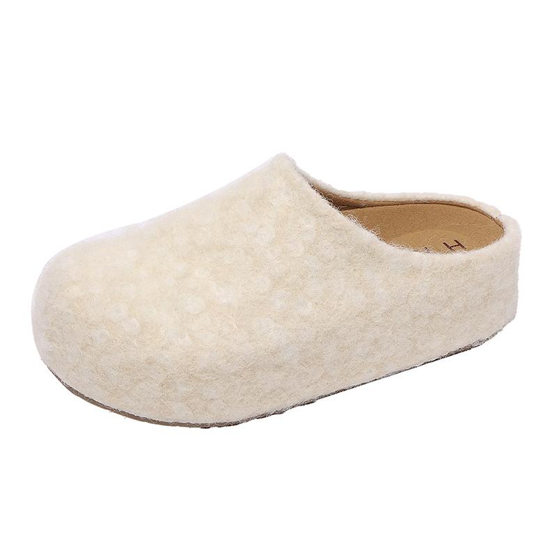 Autumn Winter Women's Sheepskin Mules Slippers Thick Bottom Hair Wrapped Head Lazy Shoes Fashionable Slip-On Boots