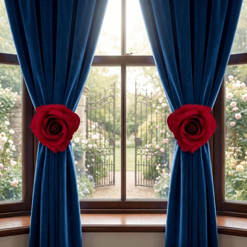 Romantic Rose Curtain Clips Realistic Exquisite Window Screen Fastener Clip Decorative Curtain Straps Clips Party