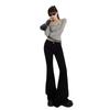Women's 2025 Low-Waist Slim Fit Flared Jeans - Black, No-Slip, Elastic, Leg-Slimming, Spring Style