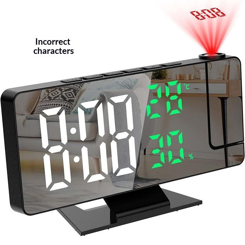 Led Digital Alarm Clock Projection Clock With 180°Rotatable Projector Mirror Large Screen Projection Clock For Home Office Table