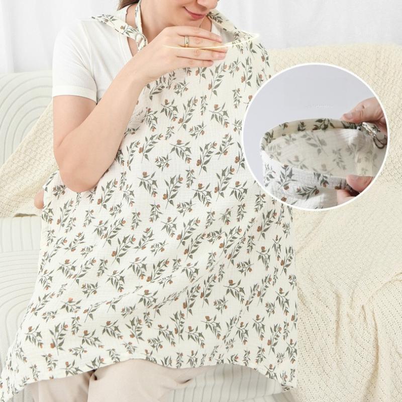 Multifunctional Nursing Cover Nursing Scarf Shawl Poncho for Outside Breathable Cotton Muslin Breastfeeding Cover for Moms