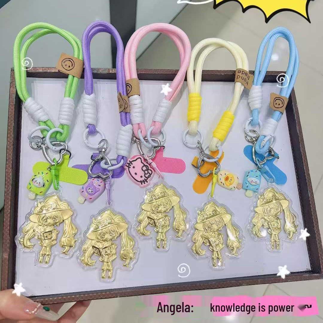 999 Pure Gold Honor of Kings Daji Keychain: Cute Cartoon Pendant for Backpack, Couple, or Best Friend Accessory Gold Foil