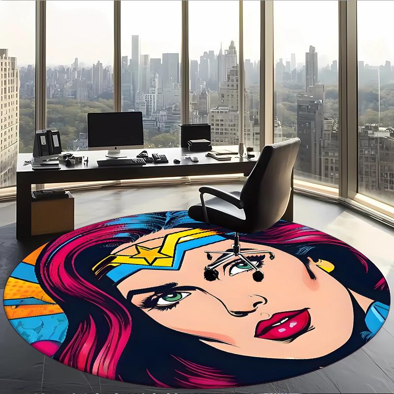 Wonder Woman (1) Round Office Rug Decorative Floor Rug for Office Bedroom Living Room and Home Space