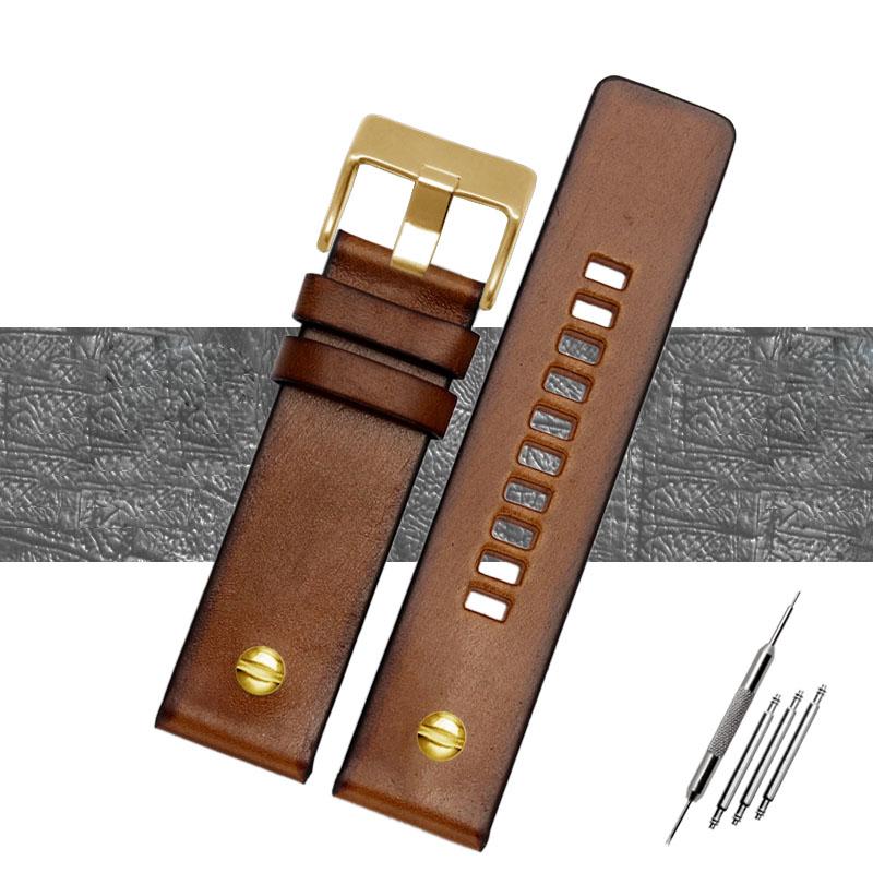Quality Genuine Retro genuine Leather watchband men for DZ4343 DZ4323 DZ7406 watch strap vintage Italian leather 22mm 24mm 26mm