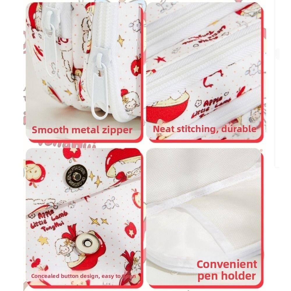 Flip Closure Stationery Storage Bag Multilayer Pencil Case Cute Pen Bag Students Supplies