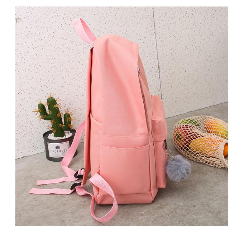 4-teiliger Studenten-Rucksack, modischer Trend, vierteiliges Set, einfarbiger Rucksack, große Kapazität, Canvas, verschleißfest, atmungsaktiv, Damen-Rucksack, Reisetasche