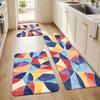 1Pcs Anti Fatigue Kitchen Rugs Abstract Geometric Patchwork Print Waterproof Non Slip Thick Cushioned Mat