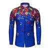 Men Casual Novelty Musical Note Pattern Casual Long Sleeves Shirt Top Blouse