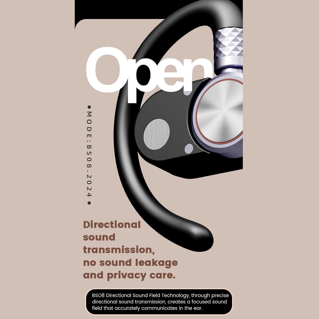BS08 Kabellose BT 5.3 Ohrhörer Luftleitung Nicht-In-Ear-Design Ladeetui inklusive IPX7
