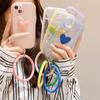 Ins Korea 3d Love Heart Clear Wrist Loop Strap Case For Iphone 13 12 11pro Max X Xr Xs Max Handy Strap Shockproof Cover