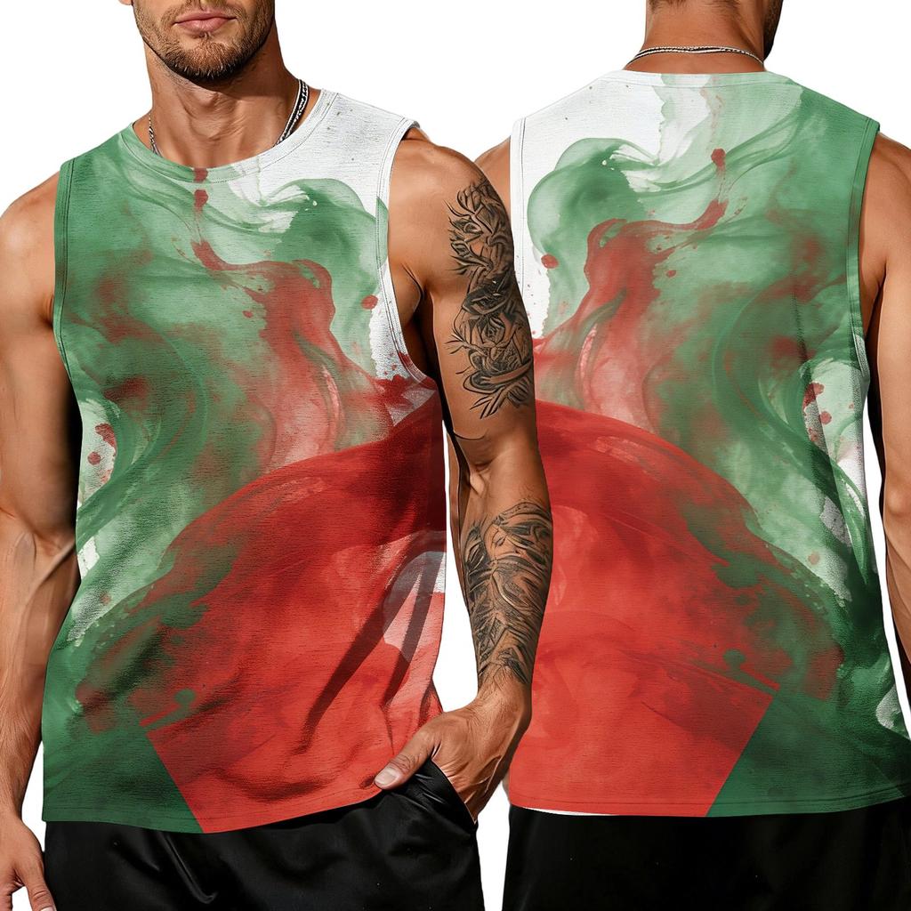 Herren Ärmelloses Tanktop Lässig Trendig Farbspritzer-Print Atmungsaktiv Sportliches Muskelshirt Leichtes Sommer-Trainingsweste