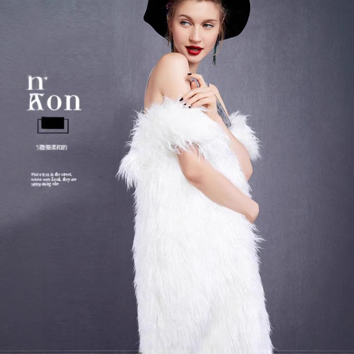 Autumn and winter artificial long hair imitation beach sheep hair long vest women's clothing