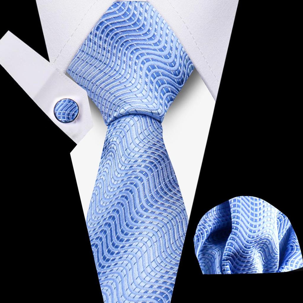 Men's High-End Polyester Tie & Pocket Square Set for Weddings and Formal Wear
