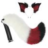 Handmade simulation Qingqiu white fox ear headband cos manga white Tibetan main headgear fox tail beast ear tail suit