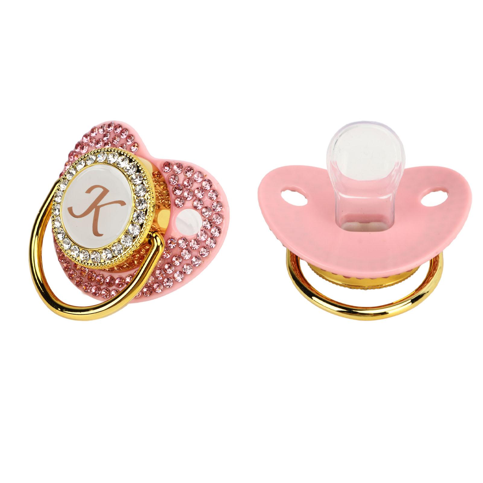 Gouden Baby Speen Bedekt met Strass Steentjes Gebogen Ontwerp Siliconen Speen voor Baby Melkpoeder Voeding