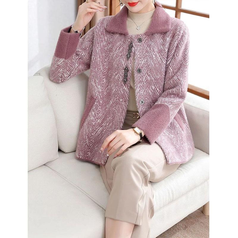 Autumn And Winter New Woolen Coat Jacket Middle-Aged And Elderly Women's Warm And Comfortable Woolen Casual Fashion Clothes