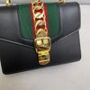 [Pre-Owned] Sylvie Gold Buckle Striped Web Leather Tote Shoulder Crossbody Mini Bag - Excellent #X4FHI5