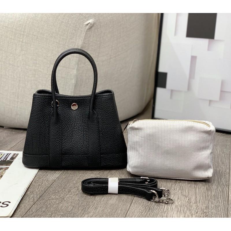 2026 Genuine Leather Mini Garden Tote Bag Top Grain Cowhide Soft Structured Crossbody With Zip Pocket