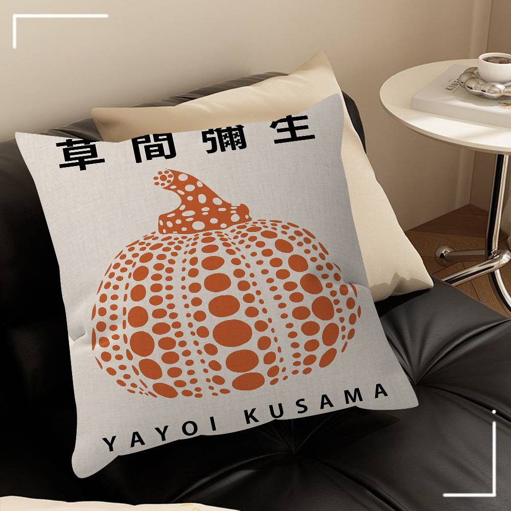 Yayoi Kusama Kunstausstellung Kürbisblumenkissen Anime-Kissen Sofabett Kopfkissenbezug Kissenbezug 45x45 cm Mode