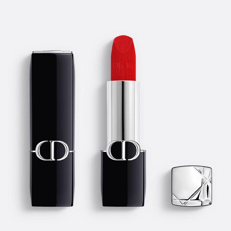 DIOR Lipstick Two-piece set: Vivid Blue Gold Lipstick #999 3.4g + Charming Lip Plumping Gloss #018 6ml