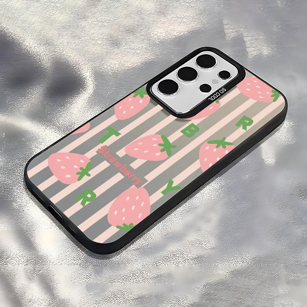 Ins Fruit Fashion Phone Case For Samsung Galaxy S25 Edge S24 S23 S22 S21 S20 Ultra Funda Silicone Silver Cover