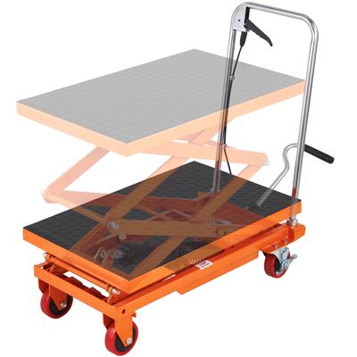 Hydraulic Lift Table Cart, 330lbs Capacity 50" Lifting Height, Manual Double Scissor Lift Table with 4 Wheels and Non-slip Pad