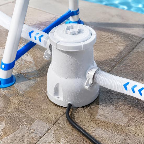 Above Ground Pool Filter Pump for Pools, 330 GPH 16W Water Small Swimming Kit Kit, Inflatable System Circulation & Filtration Cartridge