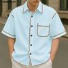 INCERUN Men Lapel Short Sleeve Stitching Buttons Casual Loose Shirts Tops