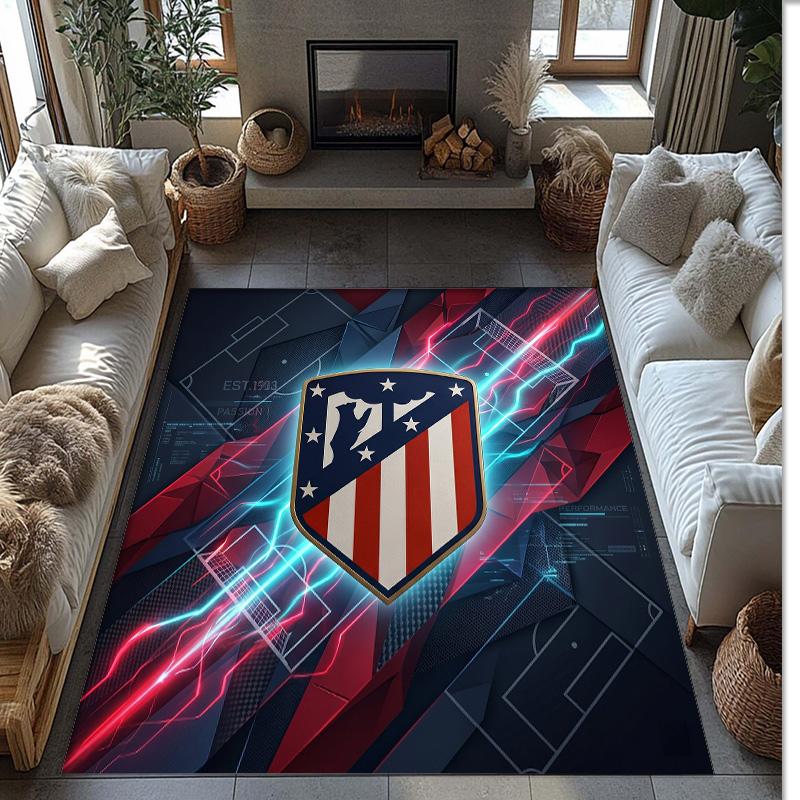 Atletico Madrid Printed Flannel Area Rug Non Slip Soft Polyester Floor Carpet Indoor Decor Mat for Bedroom Living Room Sofa Game Room Home Decoration