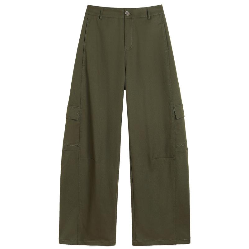 Women's Khaki High-Waist Loose Wide-Leg Banana Pants - Spring/Autumn 2026 Plus Size Casual