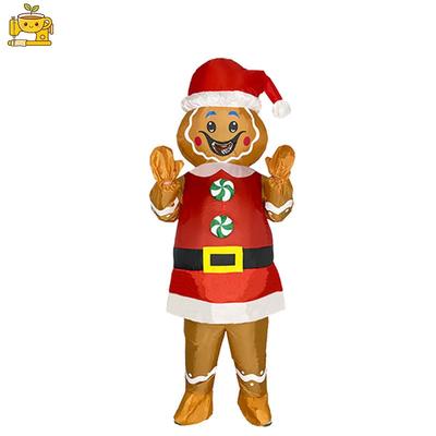 Lebkuchenmann Weihnachten aufblasbares Kostüm - Party-Requisite & Zeichentrickmaskottchen-Anzug in Rot