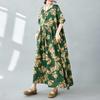 Simple Bohemian Print Dress Short Sleeve Round Neck Summer New Style Elegant Feel Long Dresses Women's Clothing