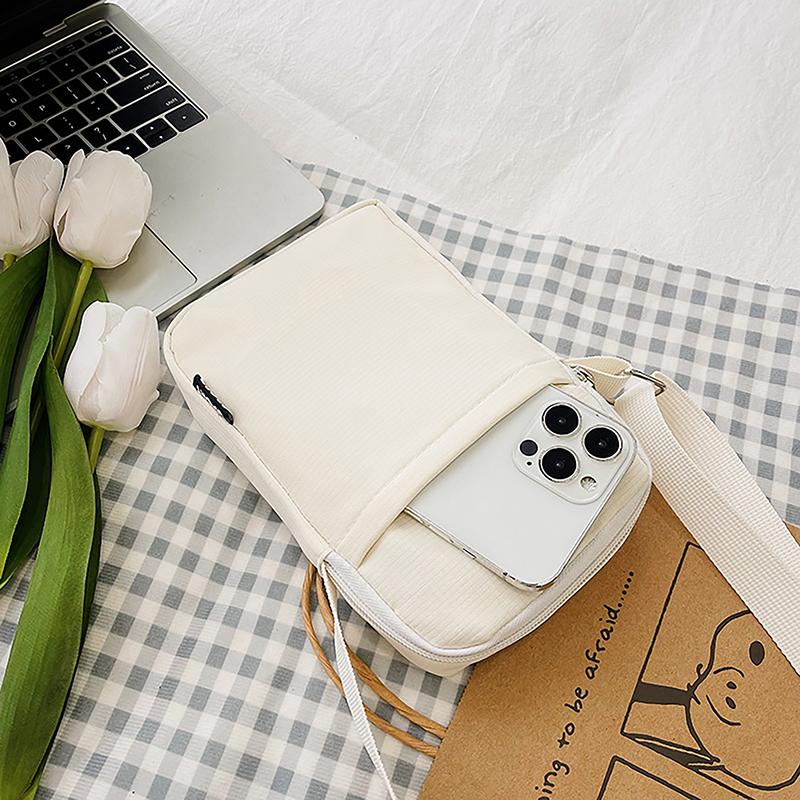 Simple Trendy Macaron Solid Color Shoulder Crossbody Canvas Bag Versatile  Zero Wallet Samll Square Phone Bags For Girls