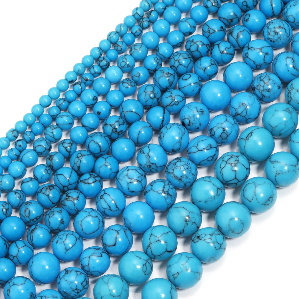 4 6 8 10 12mm Natural Blue Turquoises Stone Beads Round Loose Spacer Beads For Jewelry Making DIY Bracelet Necklace Accesories