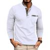 European and American Style Men’s Autumn and Winter Shirt Long-sleeve Henley Shirt Buttoned Double-collar Top