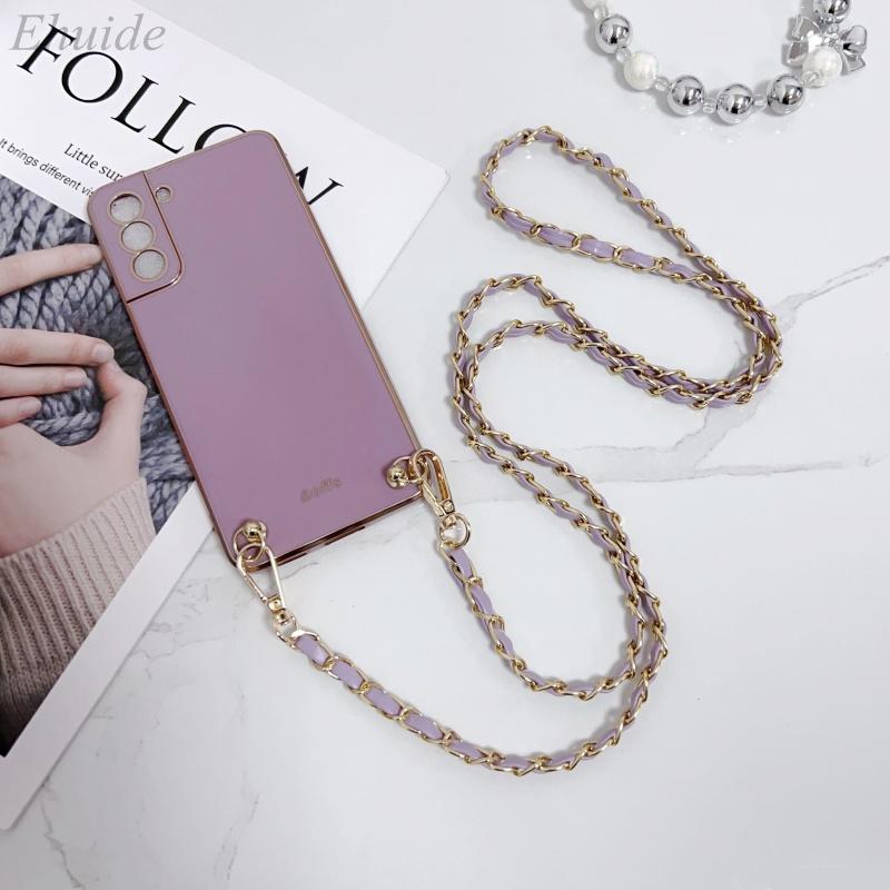 

Strap Case For Xiaomi 17 Pro Max 15T 14T Redmi 15 15C Note 14 14S 14C 13 Plating Metal PU Leather Chain Crossbody Lanyard Cover Redmi A5&Case & Strap