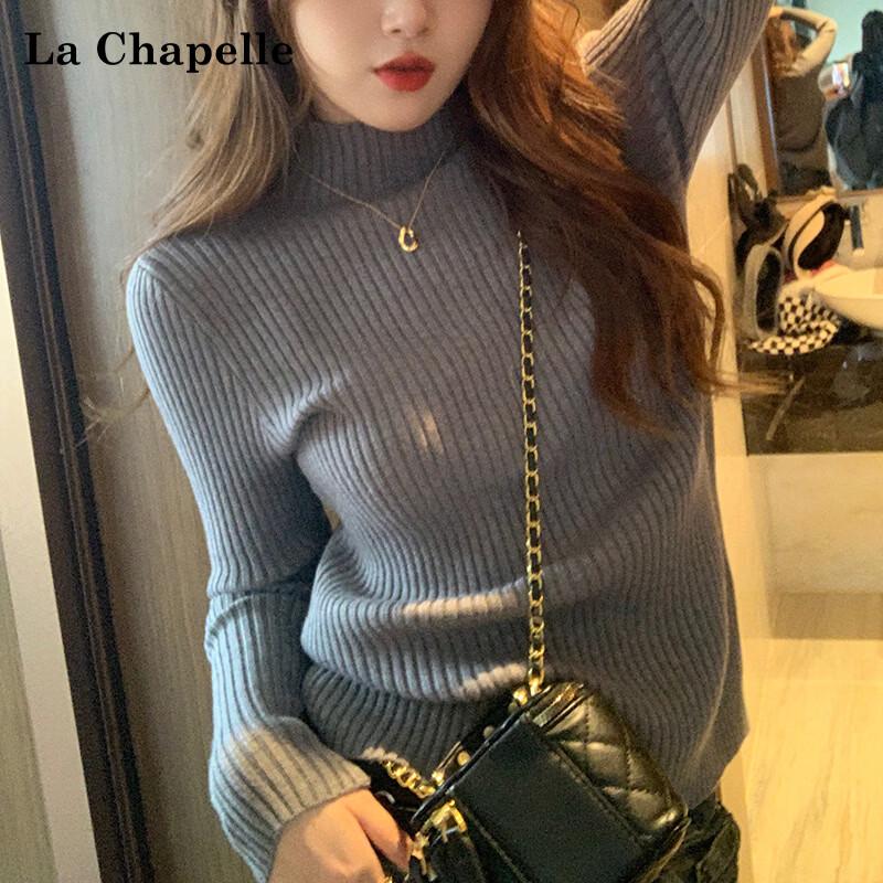 La Chapelle Damen Strickpullover mit halbem Rollkragen