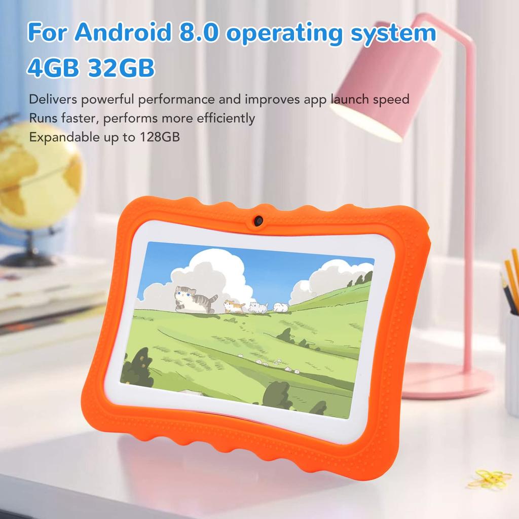 Acogedor Kids Tablet Tablet for Kids Android 4GB 32GB 128GB Dual Camera 7-inch 8.0, RAM, Storage, Quad-Core, Bluetooth, WiFi, 5500mAh, Expandable,