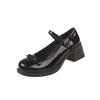 French One-word Buckle with Platform Thick Heel Mary Jane Single Shoes Women's 2025 Summer New Versatile Bow High Heel Small Leather Shoes
