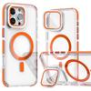 For iPhone 16 Pro Magnetic Case TPU Acrylic Clear Phone Back Cover with Lens Protector Kickstand