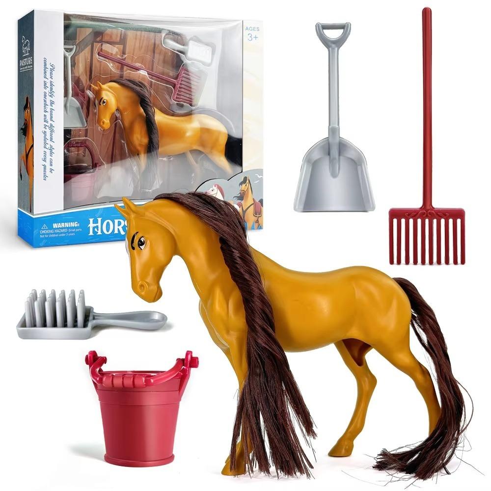 Farm Animal Horse Animal Model Can Comb Hair Horse Action Figure Ranch Horse Model Toys Kids Toy