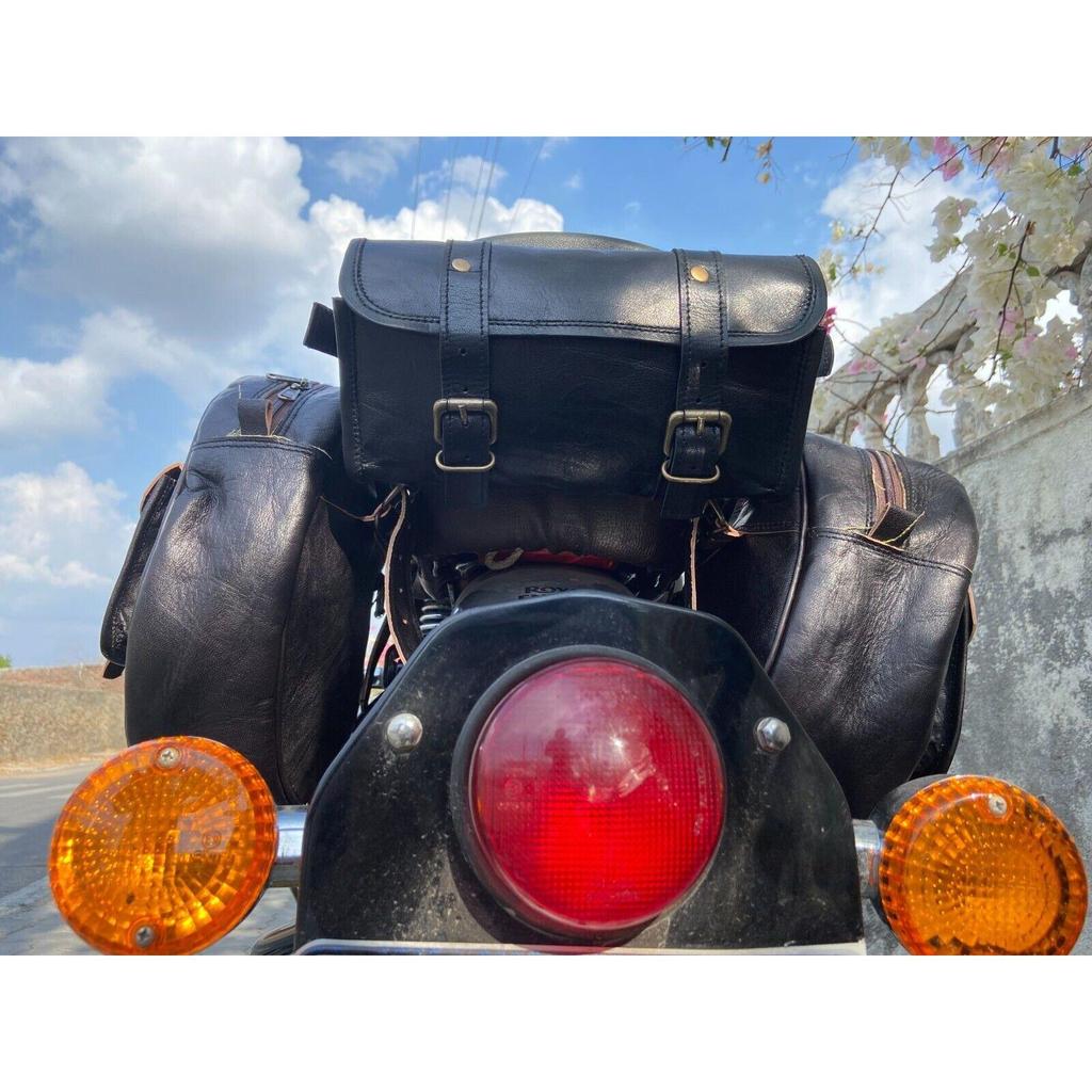 Leder-Motorrad-Kombitasche, schwarz, Satteltasche, Taschen, Werkzeug, Seitengepäck