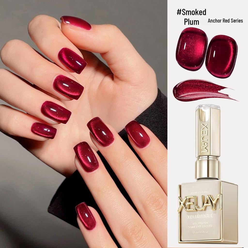 Ancola Red Oxblood Cherry Cat Eye Gel Polish - Autumn/Winter 2025 Collection