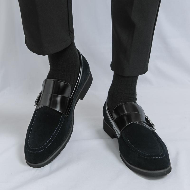 Fashion Luxury Fashion Designer New Pointed Suede Leather Casual Shoes For Men Brown Black Blue Loafter Formal Wedding Dress Homecoming